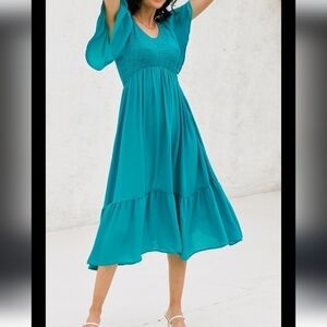 NWT PYGFEMR GREEN SMOCKED MAXI DRESS SIZE XLARGE